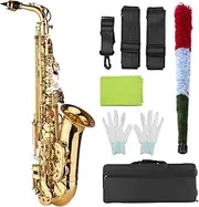 ACAGALA AS100 Eb Alto Saxophone Brass Lacquered Alto Sax Wind Instrument with Carry Case Gloves Straps Cleaning Cloth Brush