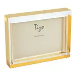 Tizo Lucite Block Picture Frame with Gold Tone Edges, 4 x 6