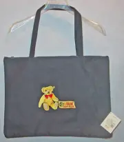 DISCONTINUED ORIGINAL STEIFF TEDDY BEAR BLACK CANVAS ZIPPERED SHOPPING BAG NEW