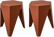 ArtissIn Set of 2 Puzzle Stool Plastic Stacking Bar Stools Dining Chairs Kitchen Red