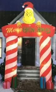 New 10 ft Tall Archway The Grinch Merry Grinchmas Christmas Airblown Inflatable