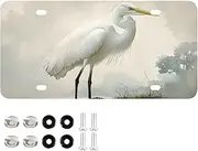 YXYZRMY License Plate Heron Art White Aluminum Decorative Car Front License Plates 6” × 12”