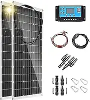 Flexible Solar Panel Kit,600W 18V Monocrystalline Solar Kit Off Grid Kit 2 * 300W Solar Power Kit with 40A Controller,for RV Battery Boat Caravan