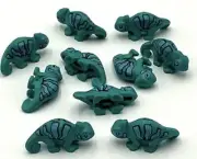 Lego 10 New Dark Turquoise Chameleons w/ Black and Bright Light Blue Stripes