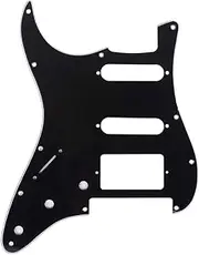 Musiclily Pro Left Handed 11-Hole Modern Style Strat HSS Guitar Pickguard for American/Mexican Stratocaster Floyd Rose Bridge Cut, 3Ply Black