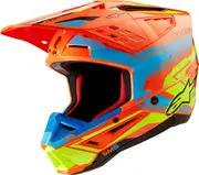 Alpinestars S-M5 Action 2, motocross helmet , color: Neon-Orange/Blue/Neon-Yellow , size: XXL