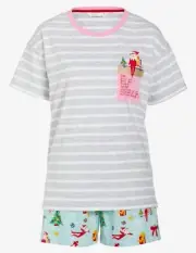 PETER ALEXANDER CHRISTMAS ELF ON THE SHELF TOP & SHORTS PJ SET M RP$109 XMAS