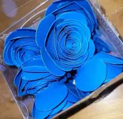 Box of 12 Royal Blue Rolled Cardstock Paper Roses with Flat Backs for DIY Decor