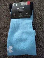 NWT UNDER ARMOUR UA TEAM OVER THE CALF SOCKS CAROLINA BLUE,, 1 PAIR.LOOK