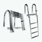 4 Step Folding Boat Ladder Stainless Steel Rear Entry Pontoon Ladder Heavy Duty
