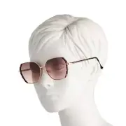 NWT Lucky Brand Women's Geometric Gold Tone Metal Frame 58mm Sunglasses