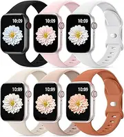 6 Pack Sport Bands Compatible with Apple Watch Bands for Women 40mm 41mm 44mm 45mm 46mm 42mm 38mm 49mm Men, Soft Silicone Waterproof iWatch Strap for Apple Watch Series 10 9 8 Ultra SE 7 6 5 4 3 2 1