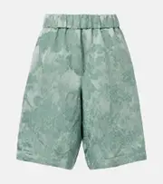 [Dries Van Noten] Dries Van Noten Linen-blend jacquard Bermuda shorts AU 10 green