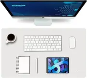 K KNODEL Leather Desk Mat, Office Desk Pad, Large Mouse Pad, Keyboard Pad, Computer and Laptop Mat for Desk, Desk Protector, Desktop Mat for Writing, Desk Blotter and Cover (60x35cm, White)