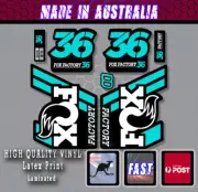 FOX Factory 36 style Fork Decals Stickers White/Teal Laminated