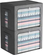 Extra Large Foldable Linen Storage Box Set - Stackable Organizer Bins 100L