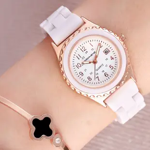 臺灣現貨 手錶防水手錶日曆女用手錶 石英錶仿陶瓷手錶女生學生手錶 氣質女錶 時尚夜光手錶女手錶腕錶女手錶