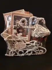 Aldi Christmas Wicker Reindeer Sleigh With 24 Note Cards & Envelopes Gift Set