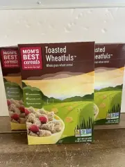 (3) MOM’s BEST Toasted Wheatfuls Cereal 16.4 oz Non GMO Whole Grain Best By 2/25