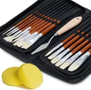 Artist Paint Brush Set (15pc) - Short Handle Hog Bristle Brushes for Oil