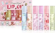 Joyeee Lip Oil, Lip Tint, Lip Stain, Lip Plumper, 6PCS Fruit Flavored Lip Balm Extreme Clear Lip Plumping Gloss Set, Liquid Lipstick Lipgloss Long Lasting Hydrating Lip Primer for Girl Women Gift
