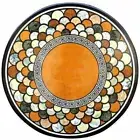 36" Marble Coffee Table Top Multicolor Gemstone Inlay Work kitchen Side Table