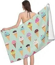 JBYJBX Ice Cream Cones Print Beach Towel Quick Dry Sandproof Microfiber Beach Bath Towel for Travel Pool Camping