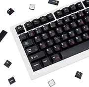 GEKUCAP Black and Red Japanese Keycaps 129 Keys, Minimalist Style Cherry Profile Key Caps, PBT Dye Sublimation Customized Keycaps Set Compatible with Cherry MX Switches Mechanical Keyboards