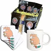 3dRose cgb_104139_1 Funny Stuffed Pig with Belly Ache-Coffee Gift Basket, Multicolor