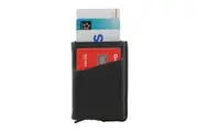 Pierre Cardin Leather Smart Slide Card Holder Tab Wallet RFID - Black