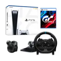 在飛比找PChome24h購物優惠-PS5光碟版主機+PS5 GT7+羅技G923方向盤+排檔桿