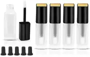 5 Pcs 5ml Frosted Glass Lip Gloss Tubes Refillable Square Lip Glaze Tube Vials Mini Lip Balm Bottle Container with Wands & Stoppers for Women Girls DIY Makeup Travel