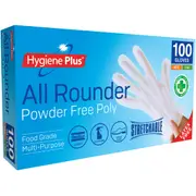 Hygiene Plus All Rounder Powder Free Poly Gloves M/L 100 pack