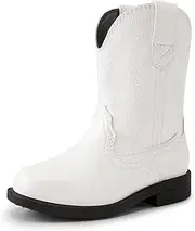 [DREAM PAIRS] Toddler Little Boys Girls Cowboy Boots Kids Western Square Toe Riding Mid Calf Boots, White, 13 Little Kid