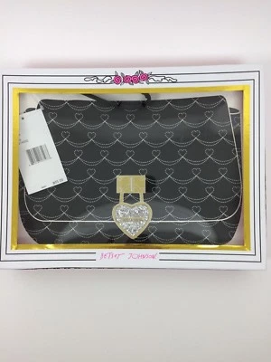Betsey Johnson | Kitsch Boxed Heart Motif Pouch/Wristlet | Black | NWT $65