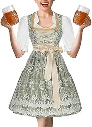 [lyanny] Women Oktoberfest Costume | Halloween Oktoberfest Cosplay Dress Women Dirndl,Traditional Bavarian Girl's Dress with Dirndl Blouse Dirndl Apron for Oktoberfest