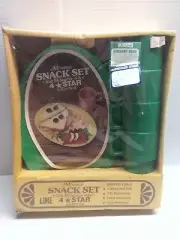 VTG MIRAMAR FINE MELAMINE WARE SNAKC SET NOS GREEN USA 8 PIECE SET SEALED