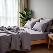 Royal Comfort 2000 Thread Count Bamboo Cooling Sheet Set Ultra Soft Bedding Lilac Grey (Double, Queen, King)