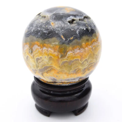 50mm Bumblebee Jasper 169g Natural Crystal Sphere Ball Gemstone, Inc Stand