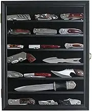 DisplayGifts Knife Display Case Pocket Knife Display Case for Wall Stand Military Folding Knife Shadow Box Knife Enthusiast Collectibles with 98% UV Protection Lockable Black Finish
