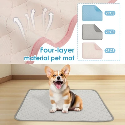 2Pcs Reusable Puppy Pad Anti Slip Dog Training Pad Absorbent Pet Pee Mat jeQGG