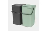 Built-in Bin Sort & Go, 2 Piece (Jade Green/Grey) - 2x16L