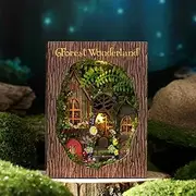 Cute-Eyfud Mini Book Nook Kit, Miniature House Kit 3D Wooden Craft DIY Dolls House for Adults & Teens (Forest Wonderland)