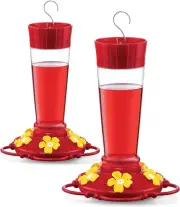 2PK Hummingbird Feeders 10oz – 5 Ports, Ant Guard, Easy Fill & Clean Design