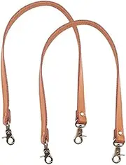 Hsthe Sea 2 x 58 cm Black Leather Replacement Handles Wallet Strap Handbags Shoulder Bag Strap with Peru Swivel Lobster Buckles (Light Brown)