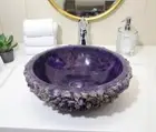 18" Amethyst Luxury Stone Round Sink & Basin Decor with Distinctive Style Decor