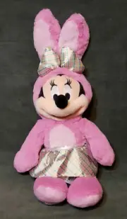 MINNIE MOUSE EASTER BUNNY Suit Rabbit Ears Plush Pink Stuffed Animal Disney 14"