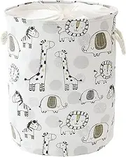 INough Extra Large Baby Basket for Nursery, 58L Kids Laundry Basket Baby Room Decor, Waterproof Canvas Clothes Hamper Toy Box for Boys Laundry Hamper Foldable Toy Storage Baskets with Handles