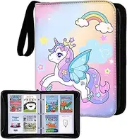 Thisness Card Holder for Yoto Cards 120 Cards Capacity Card Case Storage Organizer with Zipper Card Binder for Yoto Player Cards and Yoto Mini Cards, Pink Unicorn