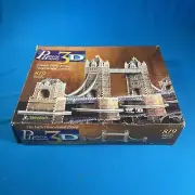 Puzz 3D Tower Bridge London 819 Piece 3D Jigsaw Puzzle MB 04608 Vintage Set 1998